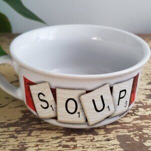 Scrabble Ceramic Bowl 2005 Hasbro Alphabet Soup Mug Bowl